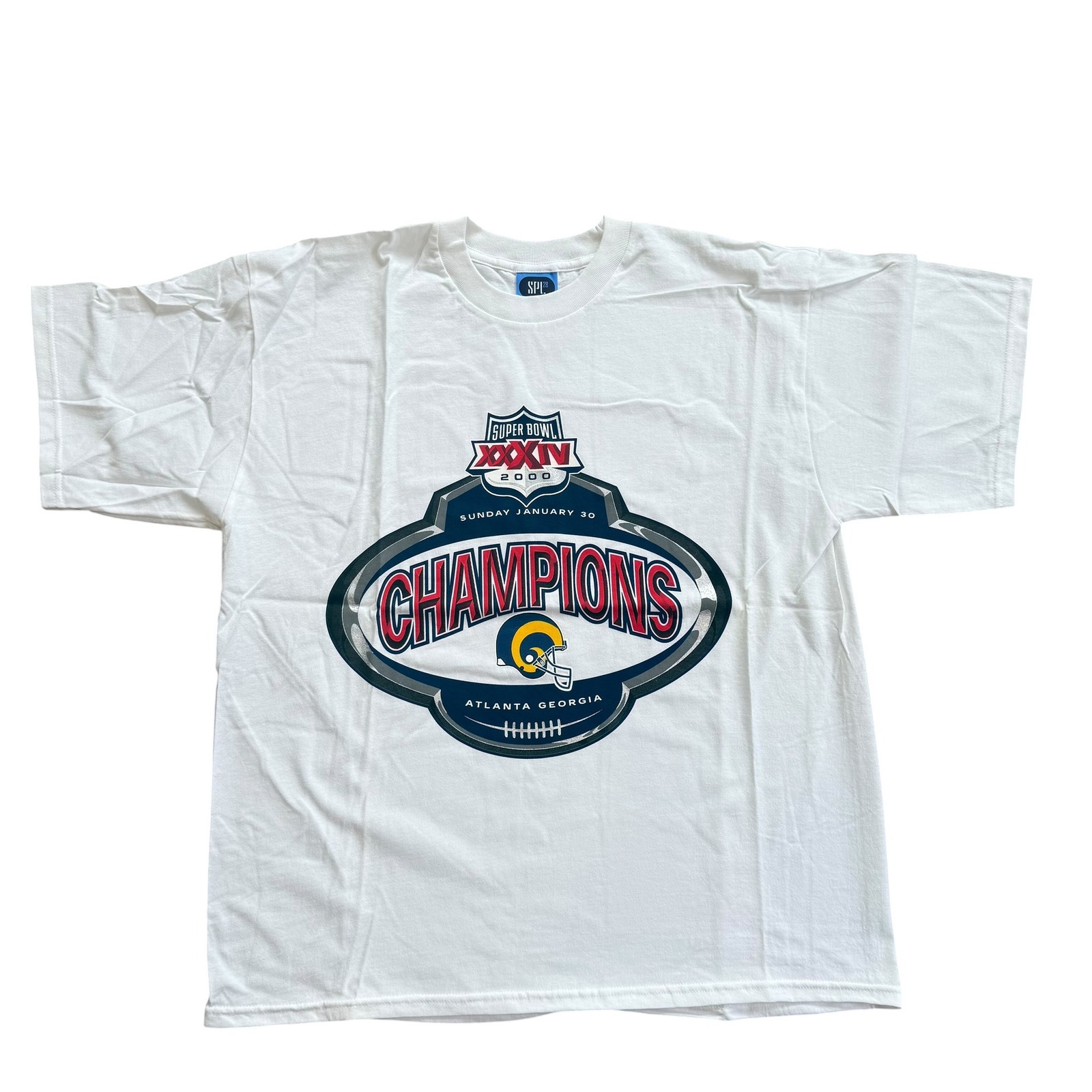 Vintage St Louis Rams Super Bowl Xxxiv Champions TShirt 2000 White Mens Large